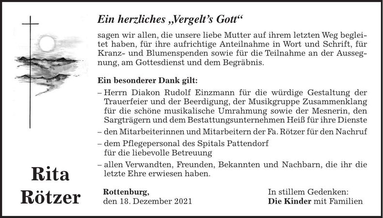 Traueranzeige Rita Rötzer