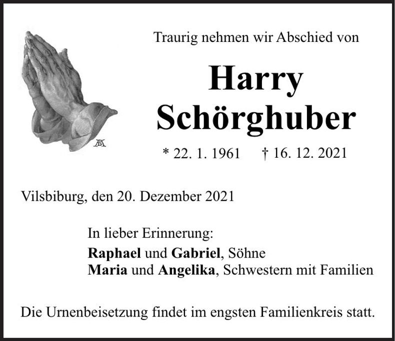 Traueranzeige Harry Schörghuber