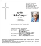 Traueranzeige Lydia Schafberger