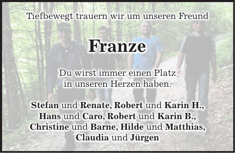 Traueranzeige Franz Holzner