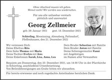 Traueranzeige Georg Zellmeier