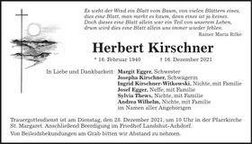 Traueranzeige Herbert Kirschner