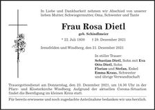 Traueranzeige Rosa Dietl