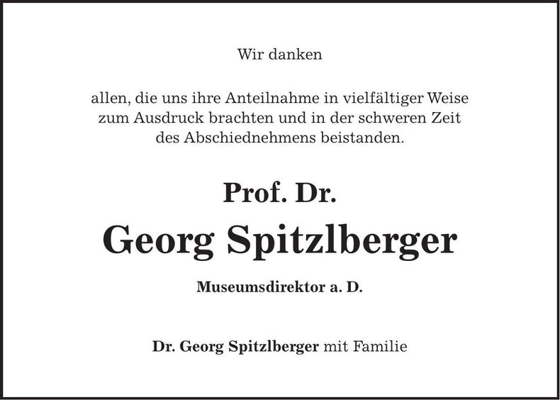 Traueranzeige Georg Spitzlberger