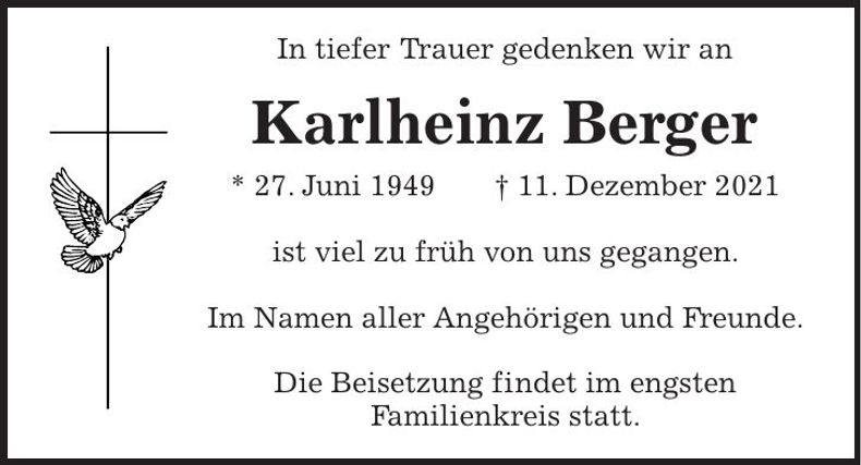 Traueranzeige Karlheinz Berger