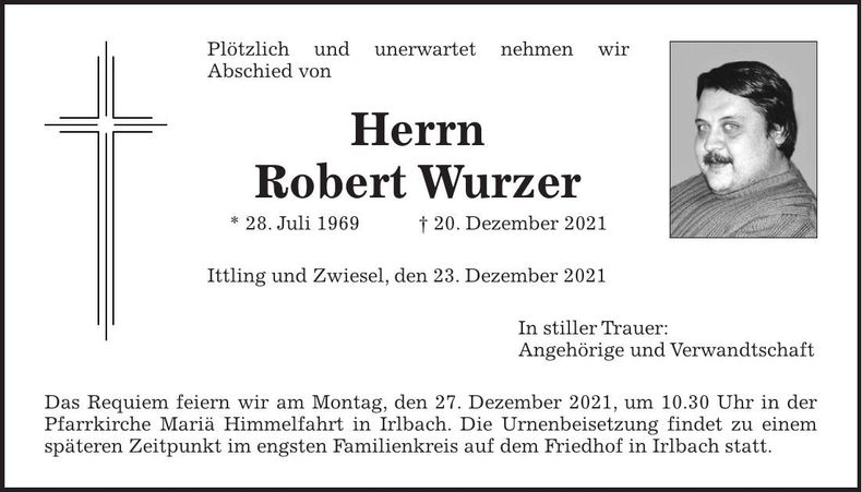 Traueranzeige Robert Wurzer