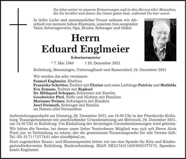 Traueranzeige Eduard Englmeier