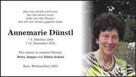 Traueranzeige Annemarie Dünstl