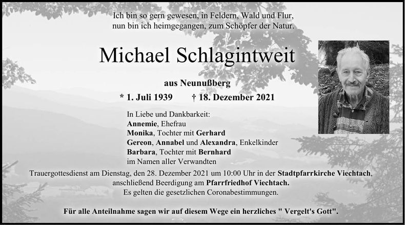 Traueranzeige Schlagintweit Michael