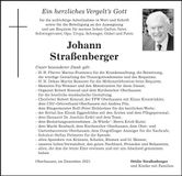 Traueranzeige Johann Straßenberger
