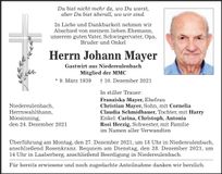 Traueranzeige Johann Mayer