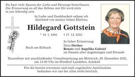 Traueranzeige Hildegard Gottstein