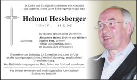 Traueranzeige Helmut Hessberger