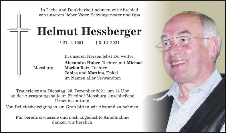 Traueranzeige Helmut Hessberger