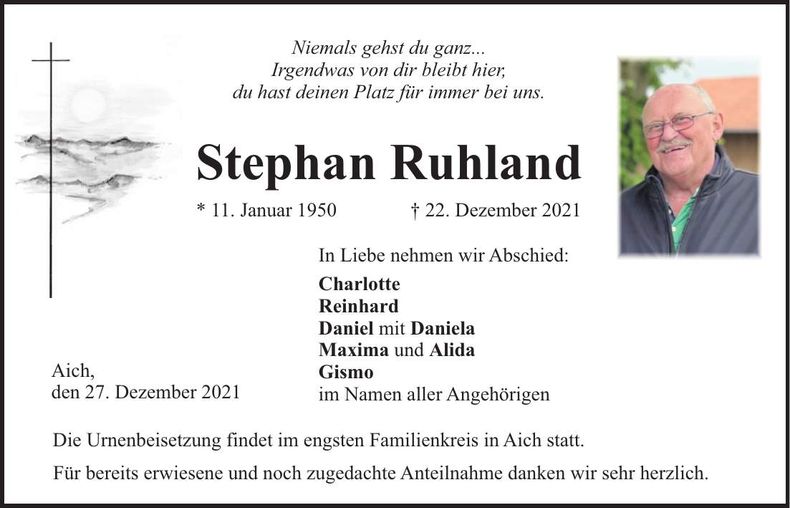 Traueranzeige Stephan Ruhland