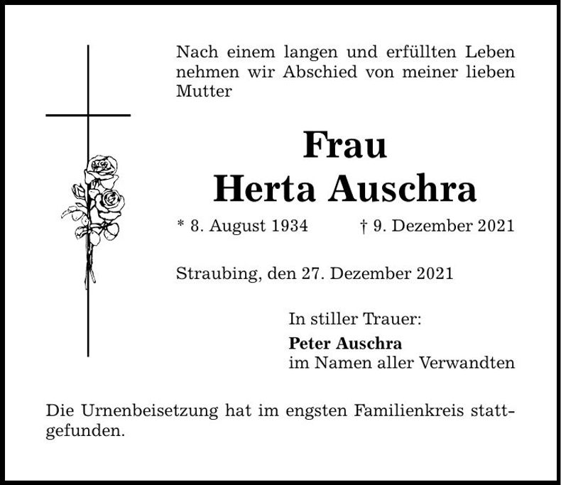 Traueranzeige Herta Auschra