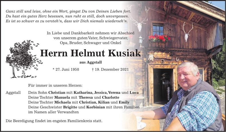 Traueranzeige Helmut Kusiak