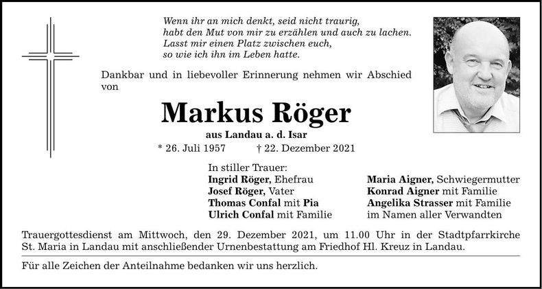 Traueranzeige Markus Röger
