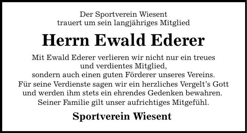 Traueranzeige Ewald Ederer