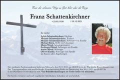 Traueranzeige Franz Schattenkirchner