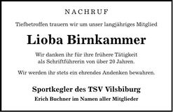 Traueranzeige Lioba Birnkammer