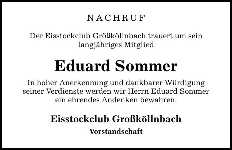 Traueranzeige Eduard Sommer