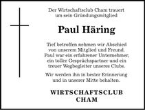 Traueranzeige Paul Häring