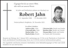 Traueranzeige Robert Jahn