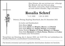 Traueranzeige Rosalia Schref