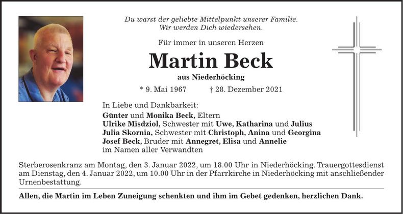 Traueranzeige Martin Beck