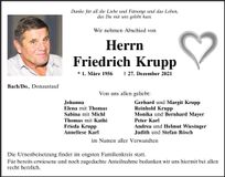 Traueranzeige Friedrich Krupp