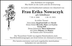 Traueranzeige Erika Nowaczyk