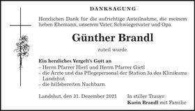 Traueranzeige Günther Brandl