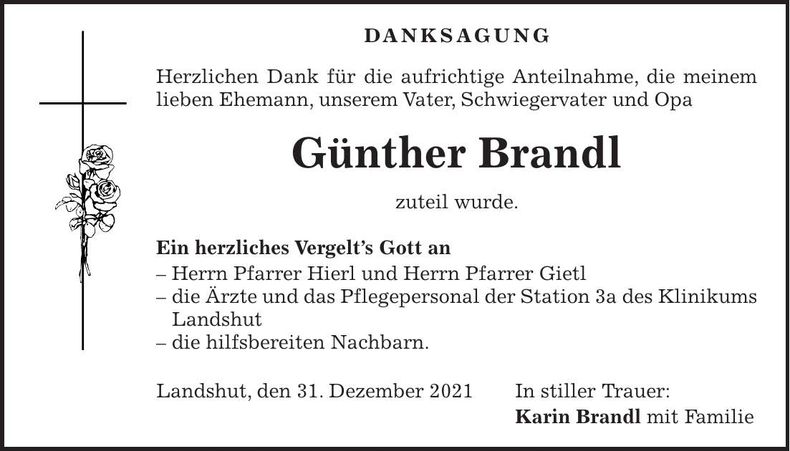 Traueranzeige Günther Brandl