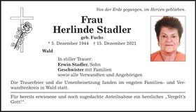 Traueranzeige Herlinde Stadler
