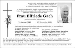 Traueranzeige Elfriede Gäch