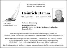 Traueranzeige Heinrich Hamm, sen.
