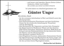 Traueranzeige Günter Unger