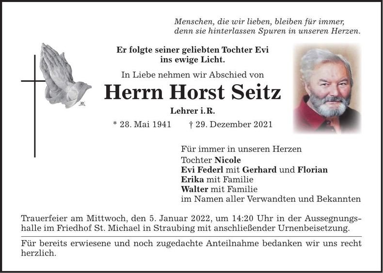 Traueranzeige Horst Seitz