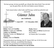 Traueranzeige Günther Jahn