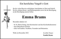 Traueranzeige Emma Brams