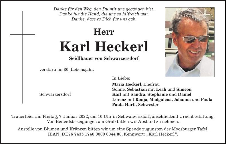 Traueranzeige Karl Heckerl