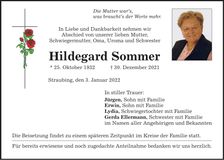 Traueranzeige Hildegard Sommer