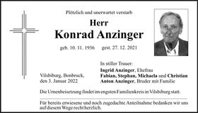 Traueranzeige Konrad Anzinger