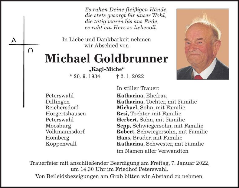Traueranzeige Michael Goldbrunner