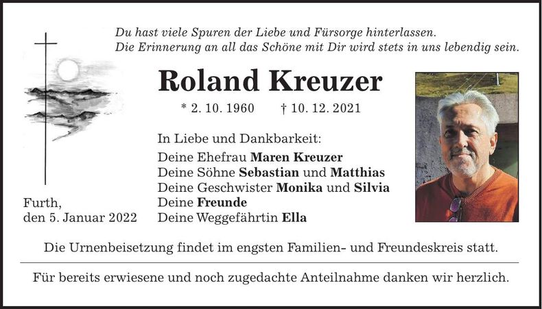 Traueranzeige Roland Kreuzer