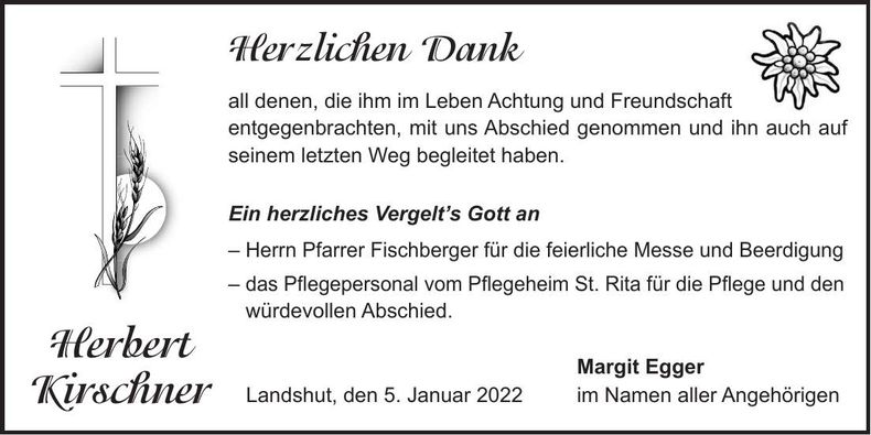 Traueranzeige Herbert Kirschner