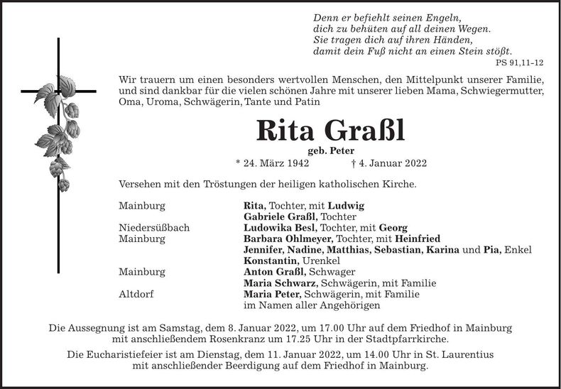 Traueranzeige Rita Graßl