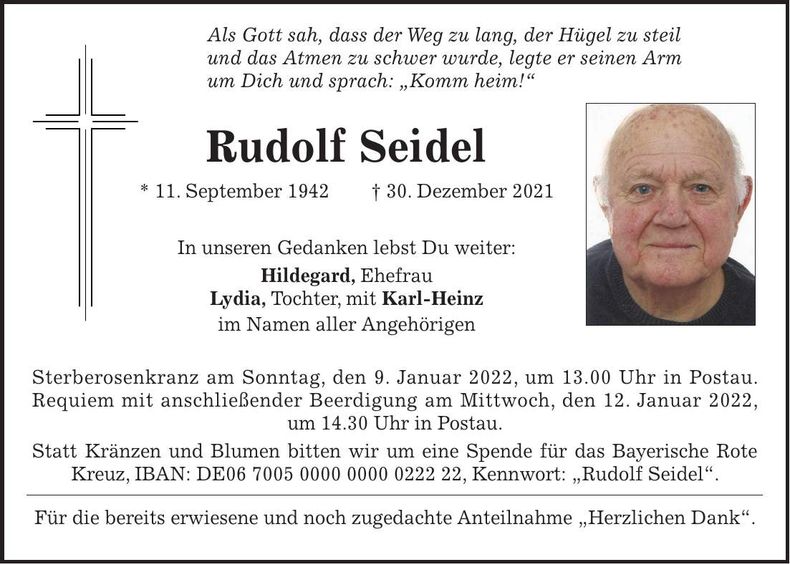 Traueranzeige Rudolf Seidel