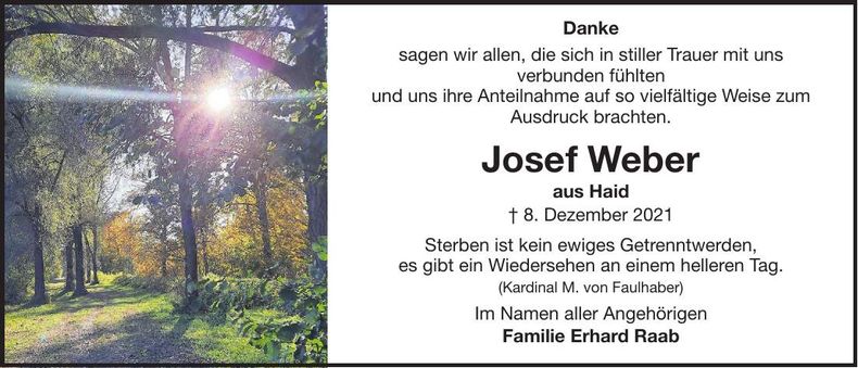 Traueranzeige Josef Weber